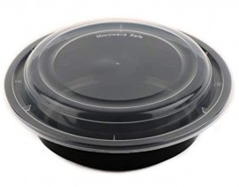 18 Oz Round Microwave Black Plastic Containers