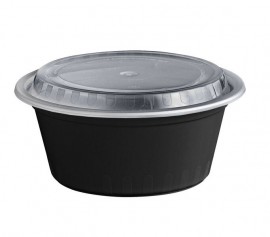 38 Oz Round Black Microwave Plastic Container