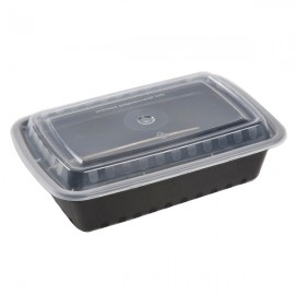 38 Oz Rectangle Black Food Container With Lid