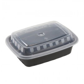 12 Oz Black Rectangle Food Container With Lid